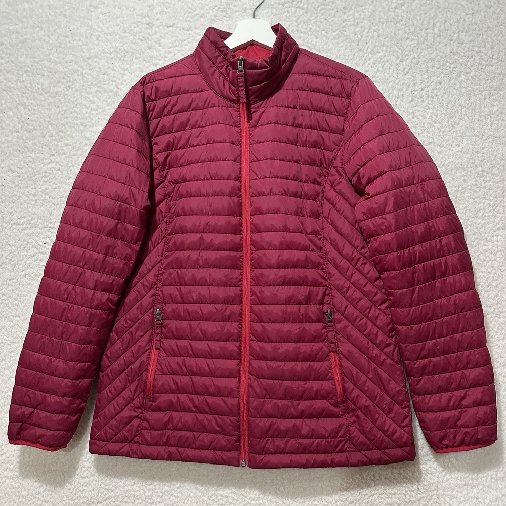 Duluth Jacket Womens Dark Pink Quilted Insulated Puffer Brisktaker Winter Size L